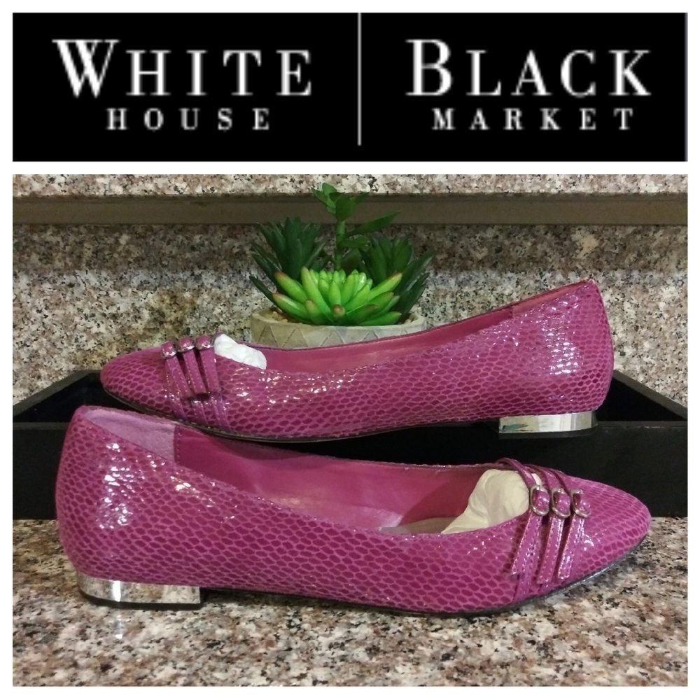 White House Black Mkt Croc Embossed Leather Flats